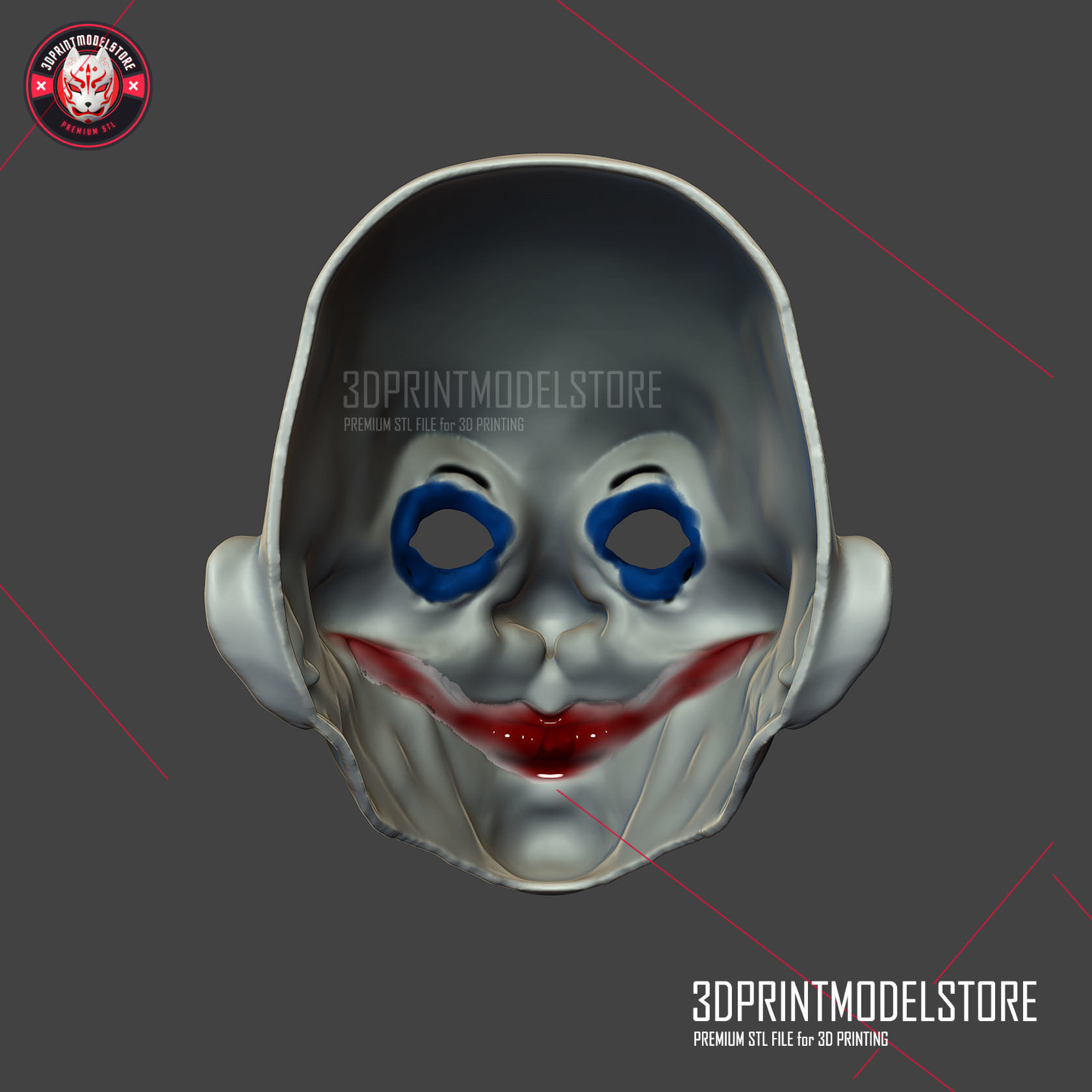 Henchmen Dark Knight Clown Joker Mask Costume Helmet 3D print model_4