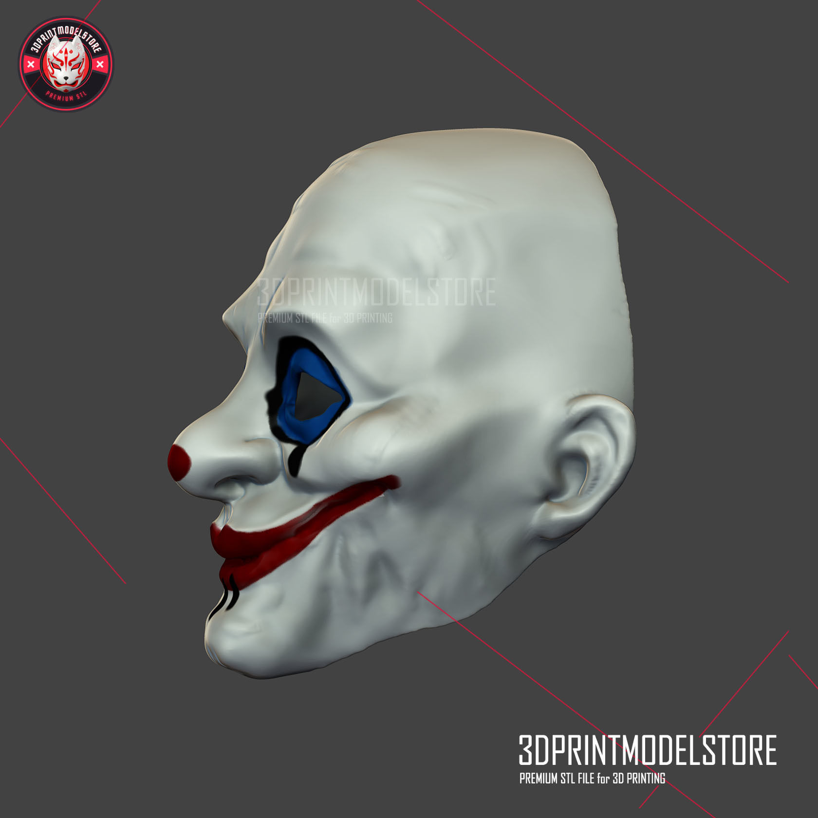 Henchmen Dark Knight Clown Joker Mask Costume Helmet 3D print model_3
