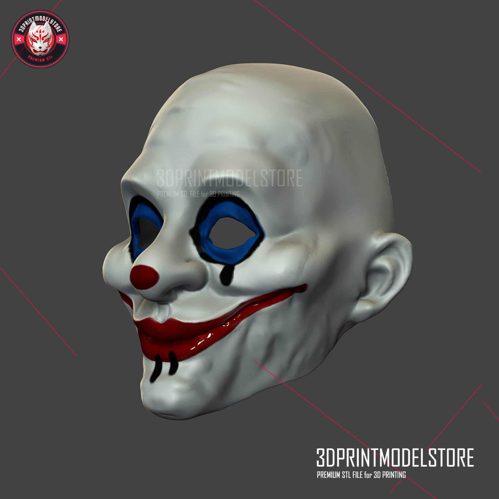 Henchmen Dark Knight Clown Joker Mask Costume Helmet 3D print model_2