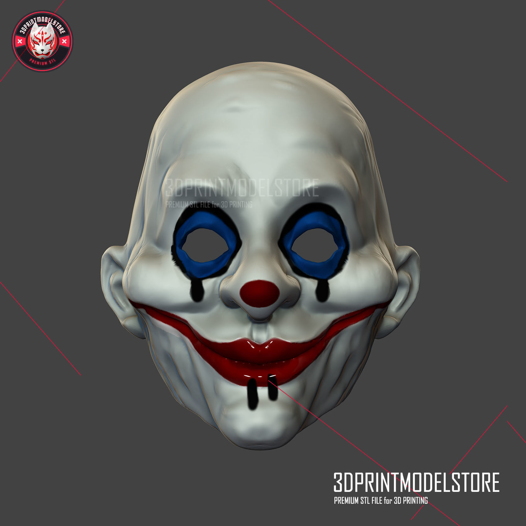 Henchmen Dark Knight Clown Joker Mask Costume Helmet 3D print model_1