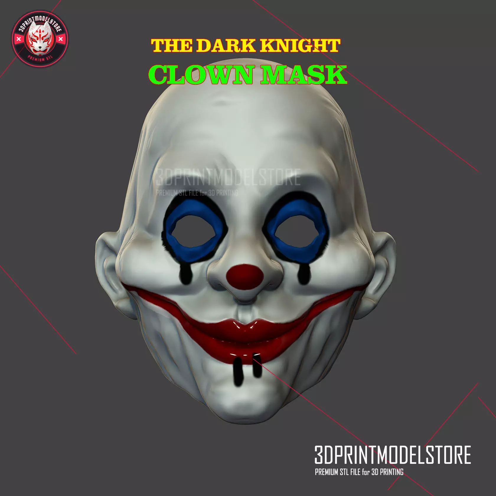 Henchmen Dark Knight Clown Joker Mask Costume Helmet 3D print model_0