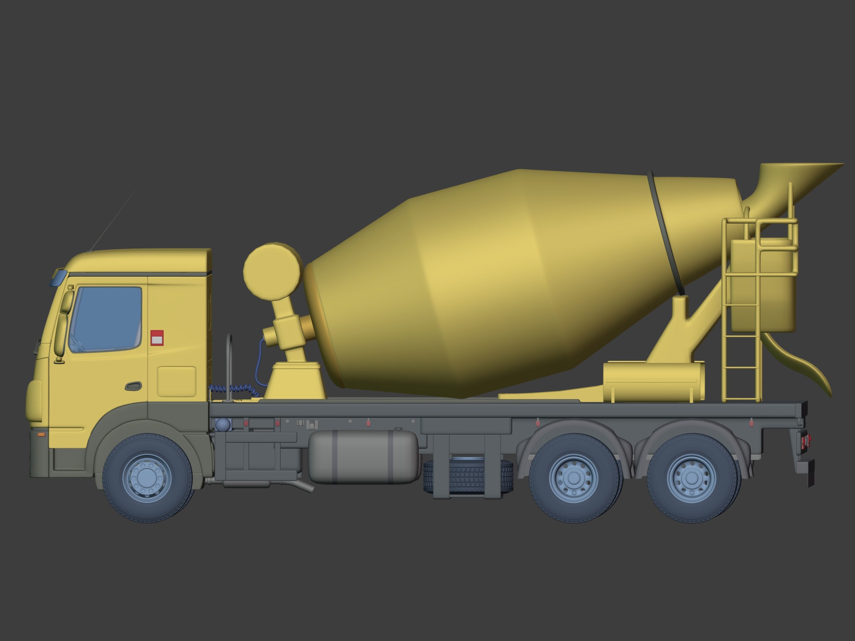 Generic Cement Mixer Truck - Concrete Mixer 3D model_4