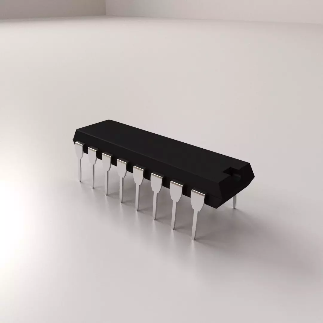 Microchip electronic chip 3D model