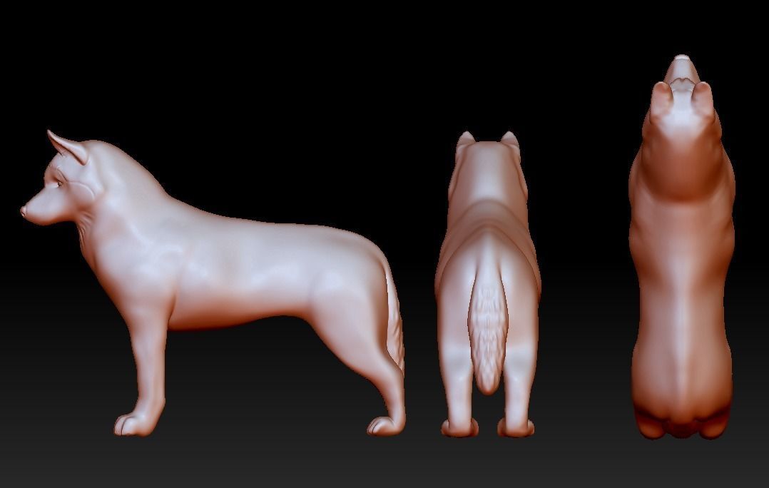 Siberian husky figurine 3D print model 3D print model_1