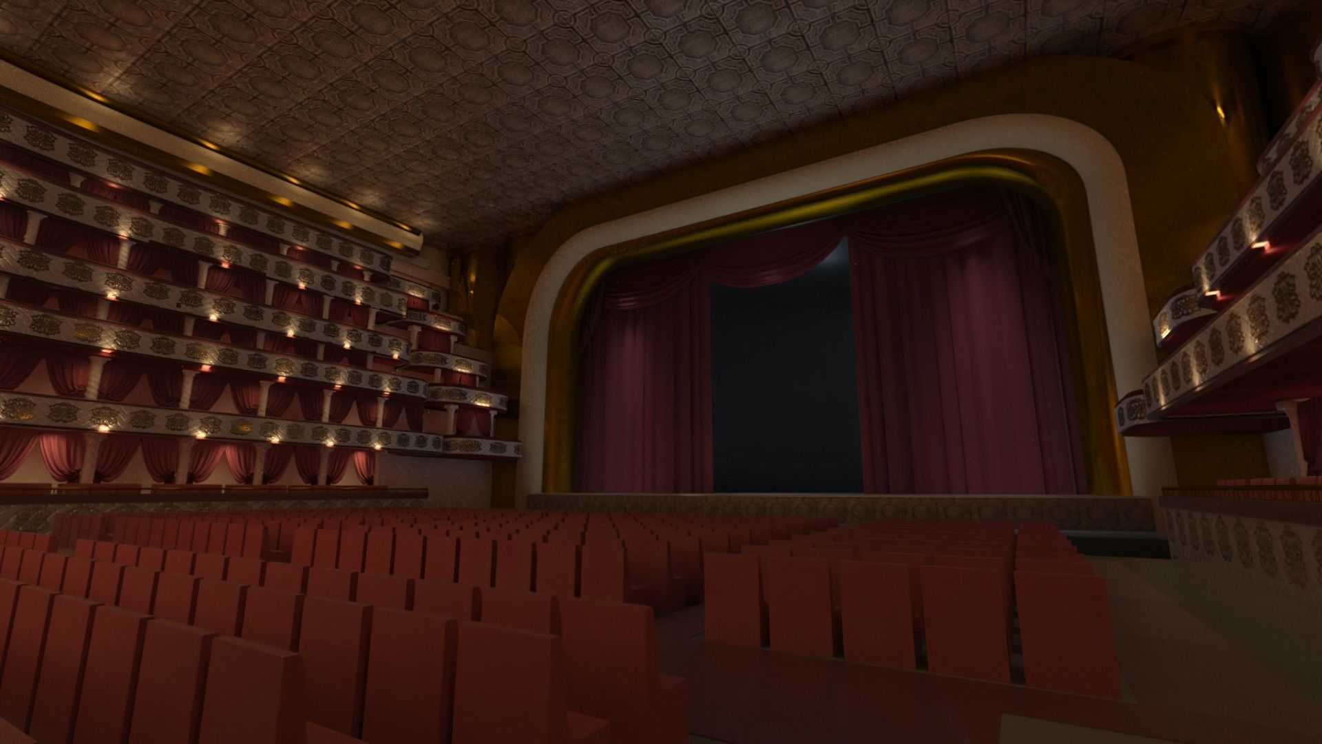 opera theater realistic Low-poly 3D model_4