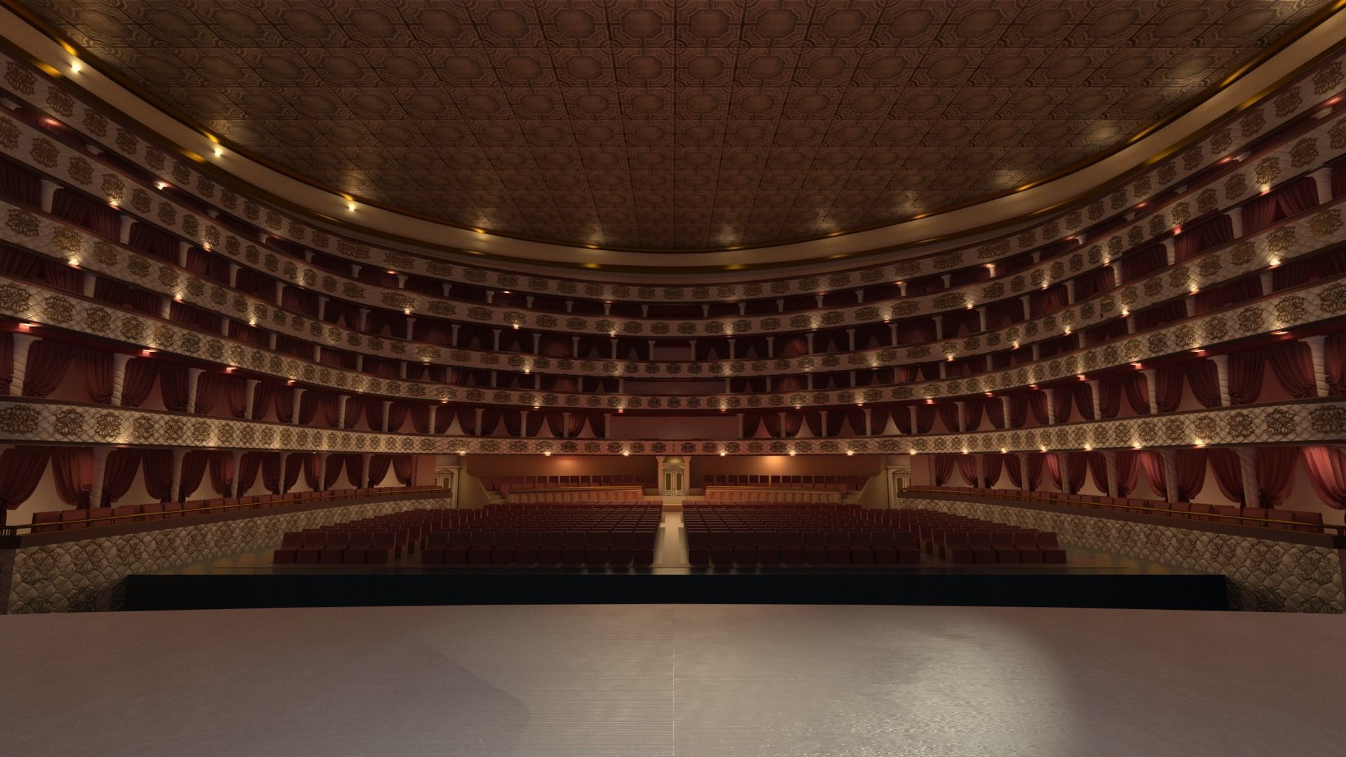 opera theater realistic Low-poly 3D model_10