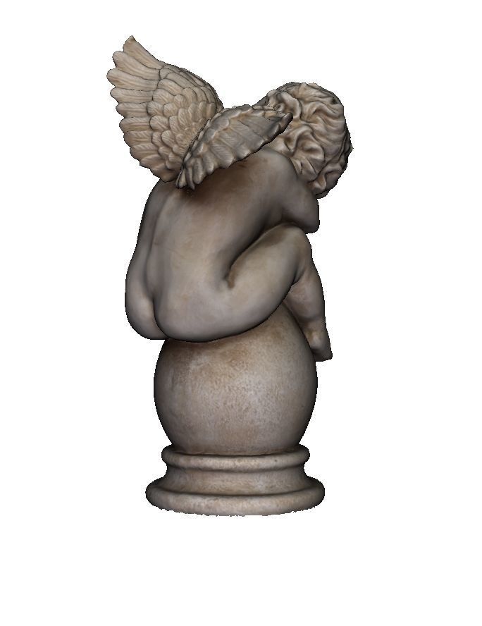 Angel statue of sleeping on ball 3D model_1
