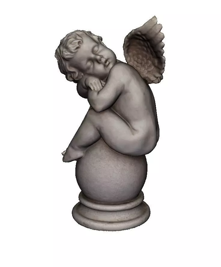 Angel statue of sleeping on ball 3D model_0