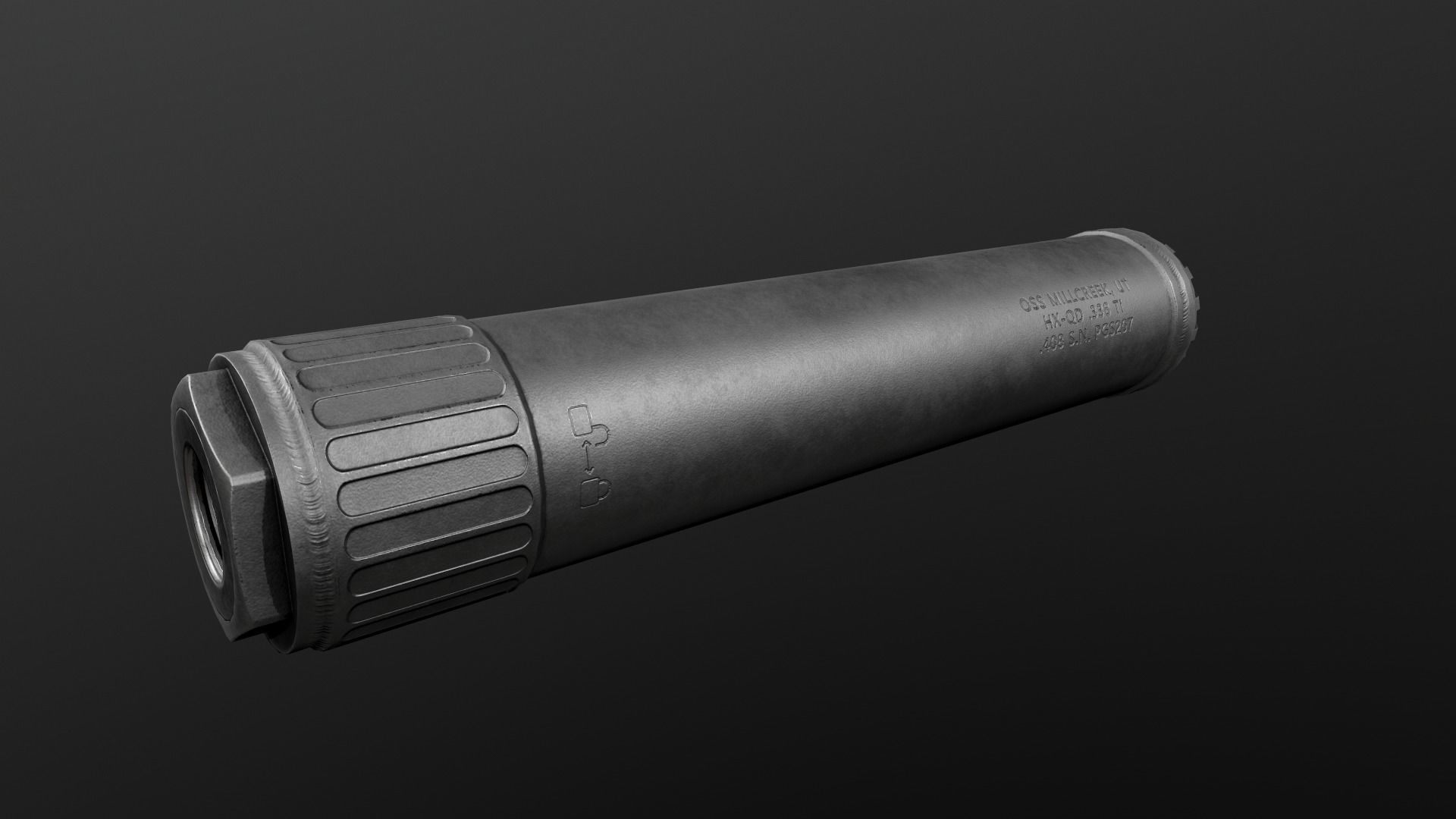 OSS Helix HX-QD 338 TI Suppressor and MB-QD 338 Muzzle Brake Low-poly 3D model_20