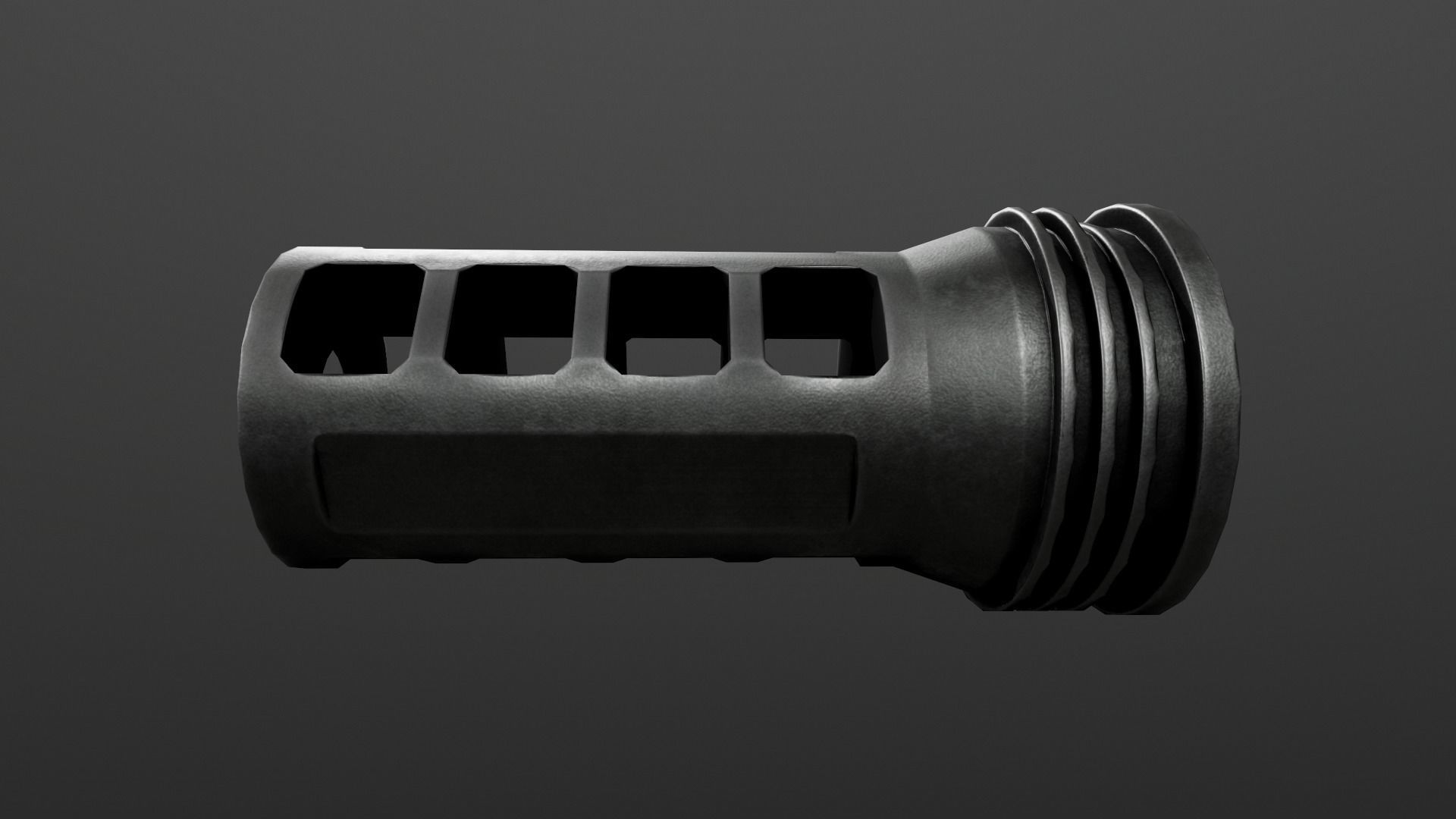 OSS Helix HX-QD 338 TI Suppressor and MB-QD 338 Muzzle Brake Low-poly 3D model_7