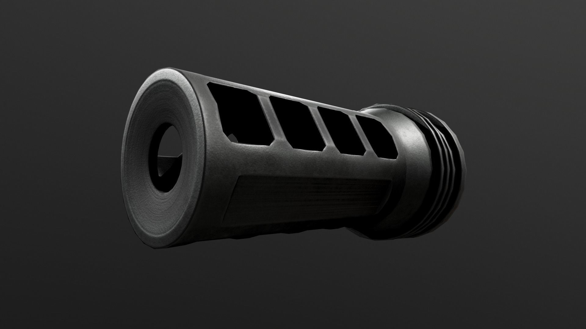 OSS Helix HX-QD 338 TI Suppressor and MB-QD 338 Muzzle Brake Low-poly 3D model_6