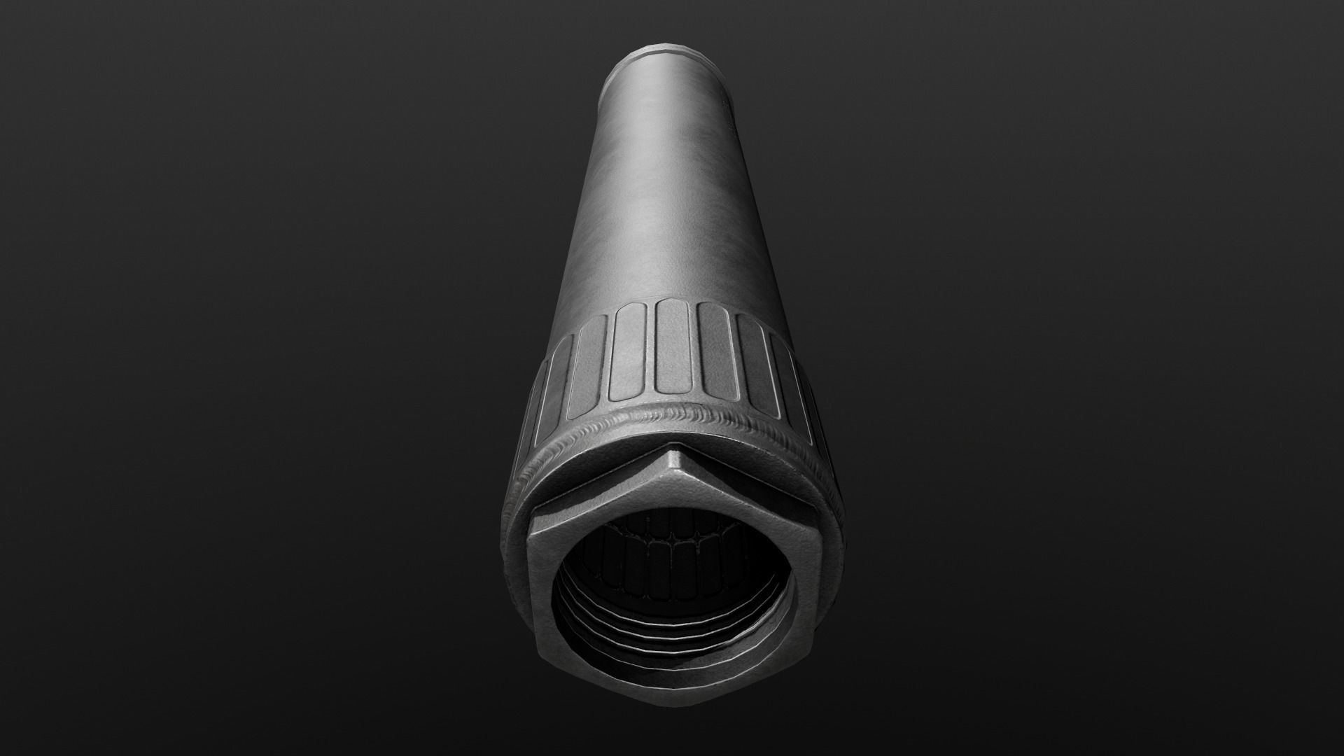 OSS Helix HX-QD 338 TI Suppressor and MB-QD 338 Muzzle Brake Low-poly 3D model_17