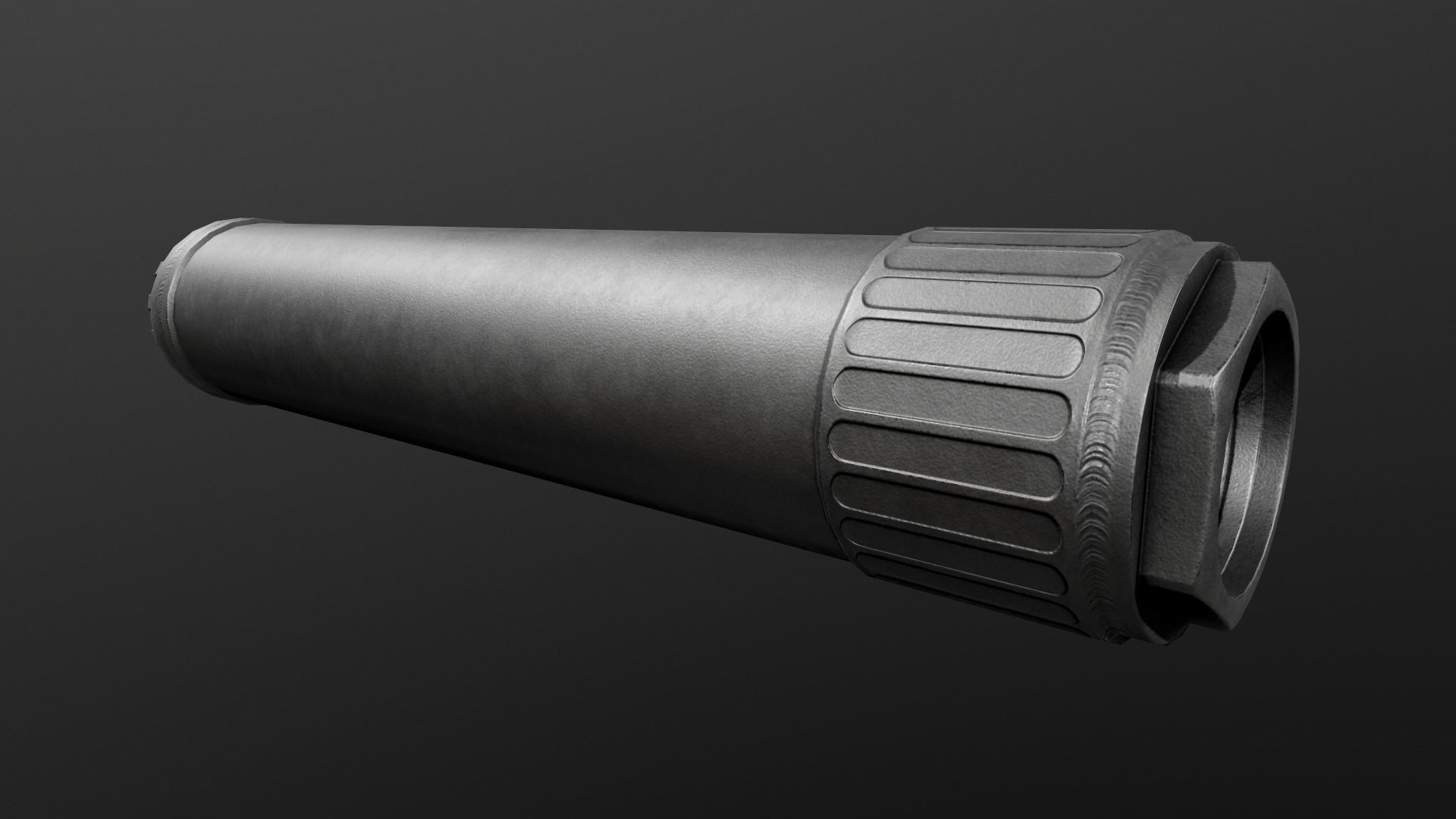OSS Helix HX-QD 338 TI Suppressor and MB-QD 338 Muzzle Brake Low-poly 3D model_16