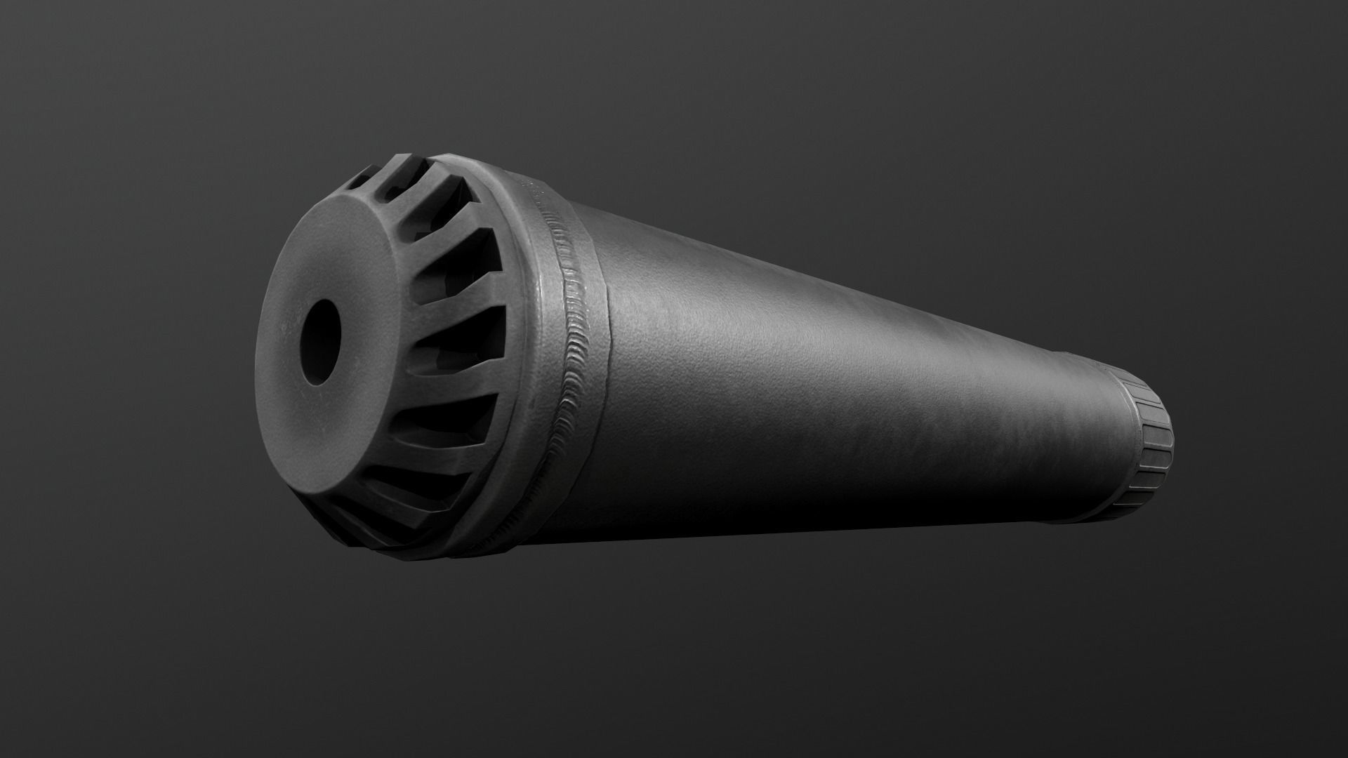 OSS Helix HX-QD 338 TI Suppressor and MB-QD 338 Muzzle Brake Low-poly 3D model_14