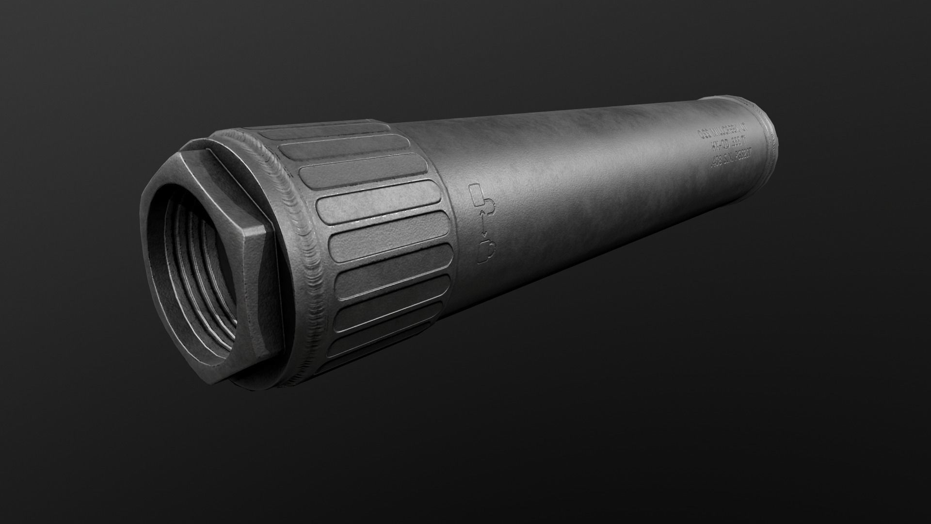 OSS Helix HX-QD 338 TI Suppressor and MB-QD 338 Muzzle Brake Low-poly 3D model_18