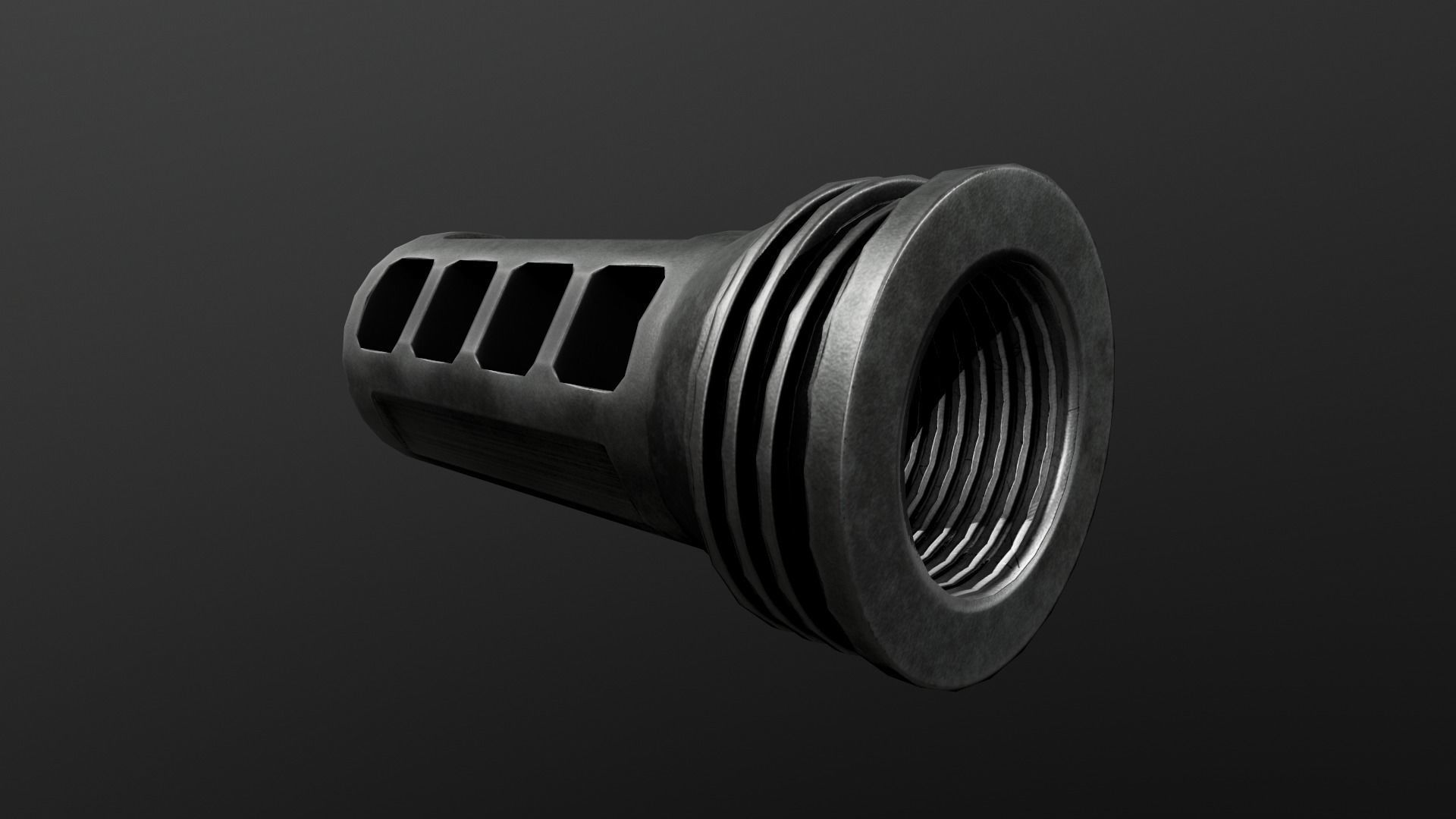 OSS Helix HX-QD 338 TI Suppressor and MB-QD 338 Muzzle Brake Low-poly 3D model_8