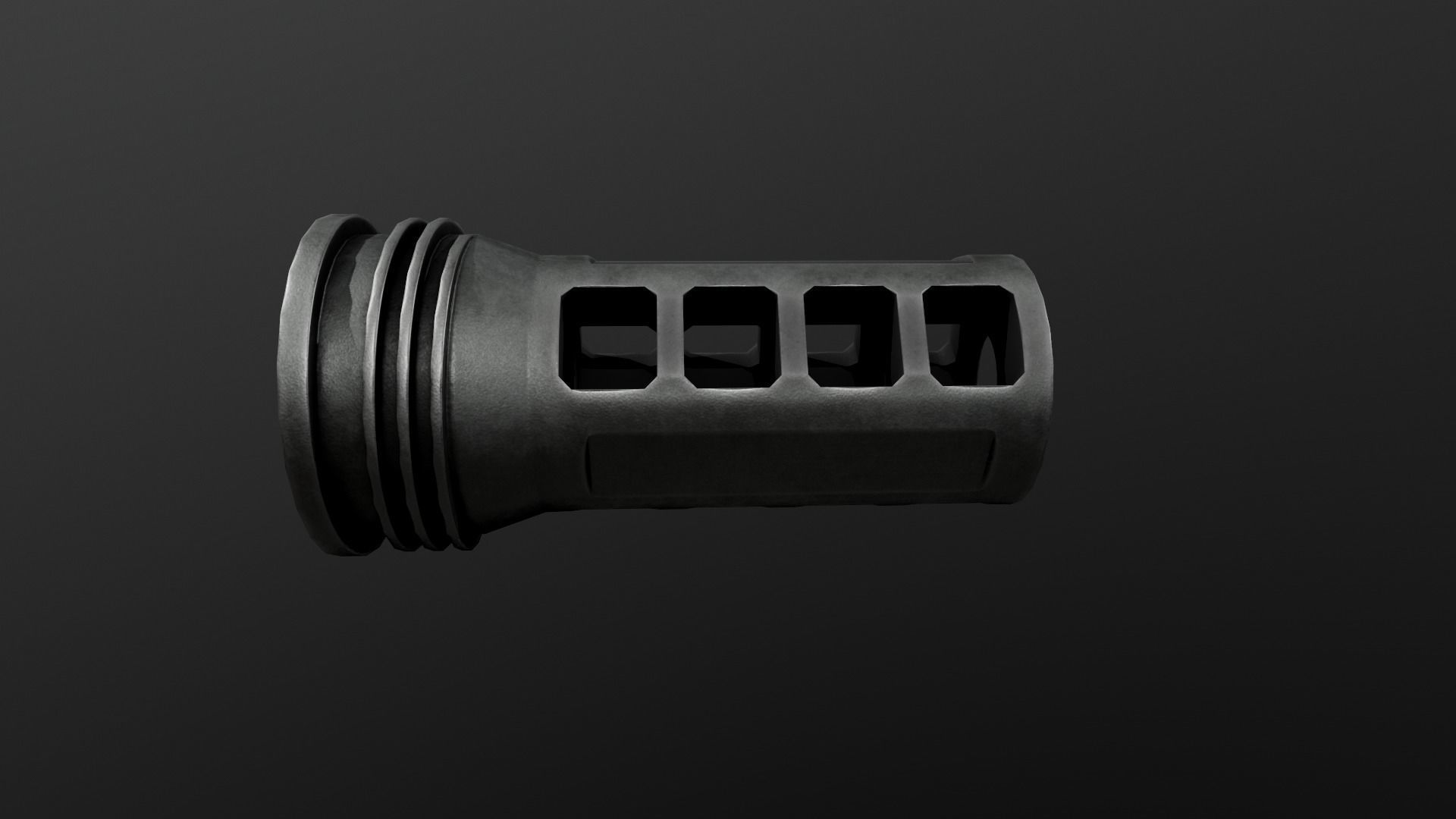 OSS Helix HX-QD 338 TI Suppressor and MB-QD 338 Muzzle Brake Low-poly 3D model_3