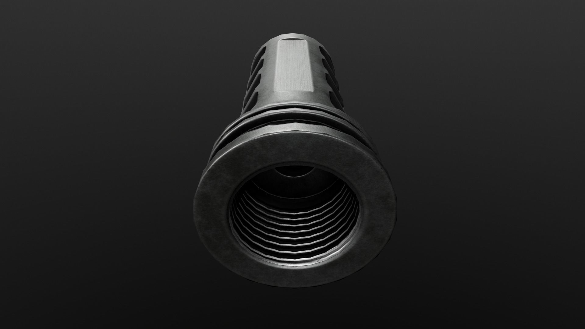 OSS Helix HX-QD 338 TI Suppressor and MB-QD 338 Muzzle Brake Low-poly 3D model_9