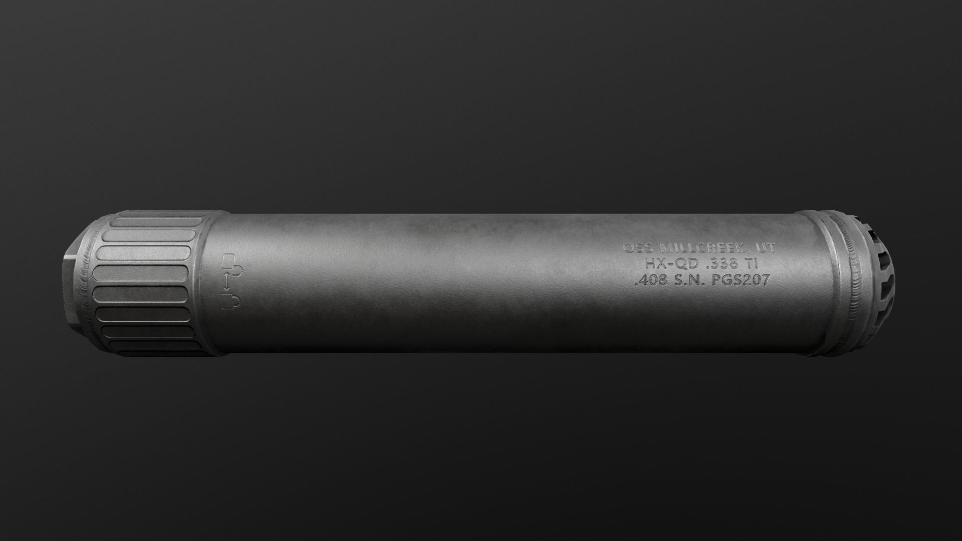 OSS Helix HX-QD 338 TI Suppressor and MB-QD 338 Muzzle Brake Low-poly 3D model_11