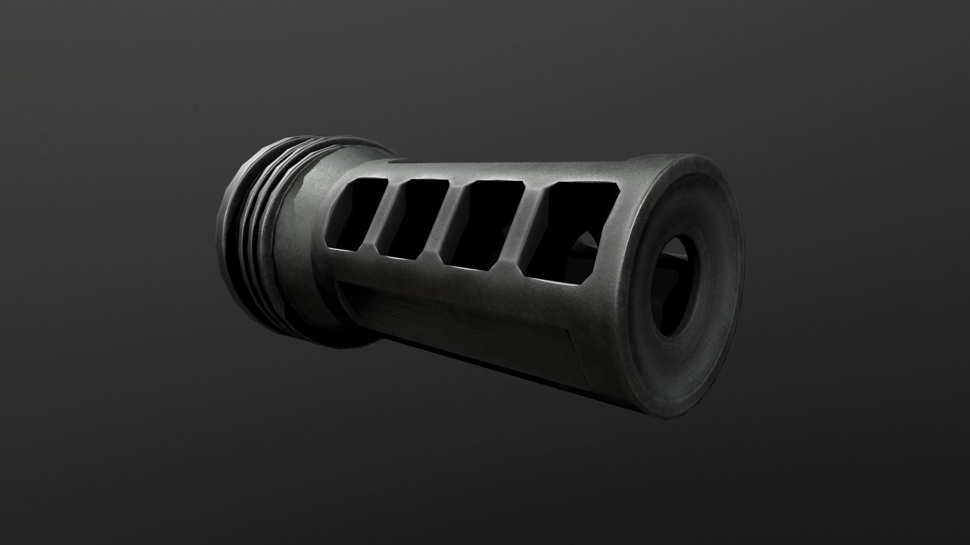 OSS Helix HX-QD 338 TI Suppressor and MB-QD 338 Muzzle Brake Low-poly 3D model_4