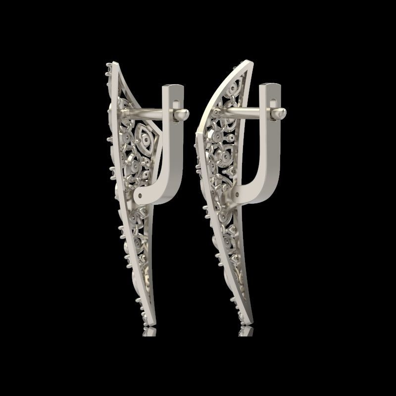 Women Earrings  with diamonds 3dm stl 3D print model 3D print model_7