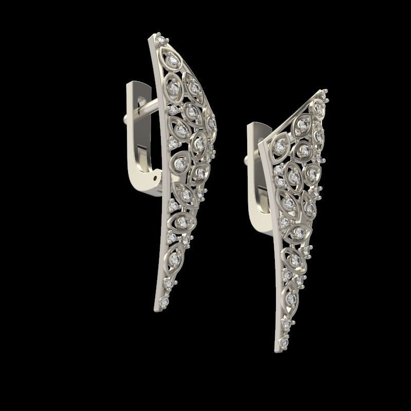 Women Earrings  with diamonds 3dm stl 3D print model 3D print model_4