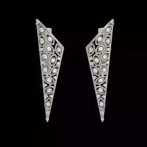 Women Earrings  with diamonds 3dm stl 3D print model 3D print model