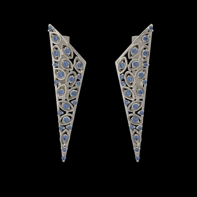 Women Earrings  with diamonds 3dm stl 3D print model 3D print model_12