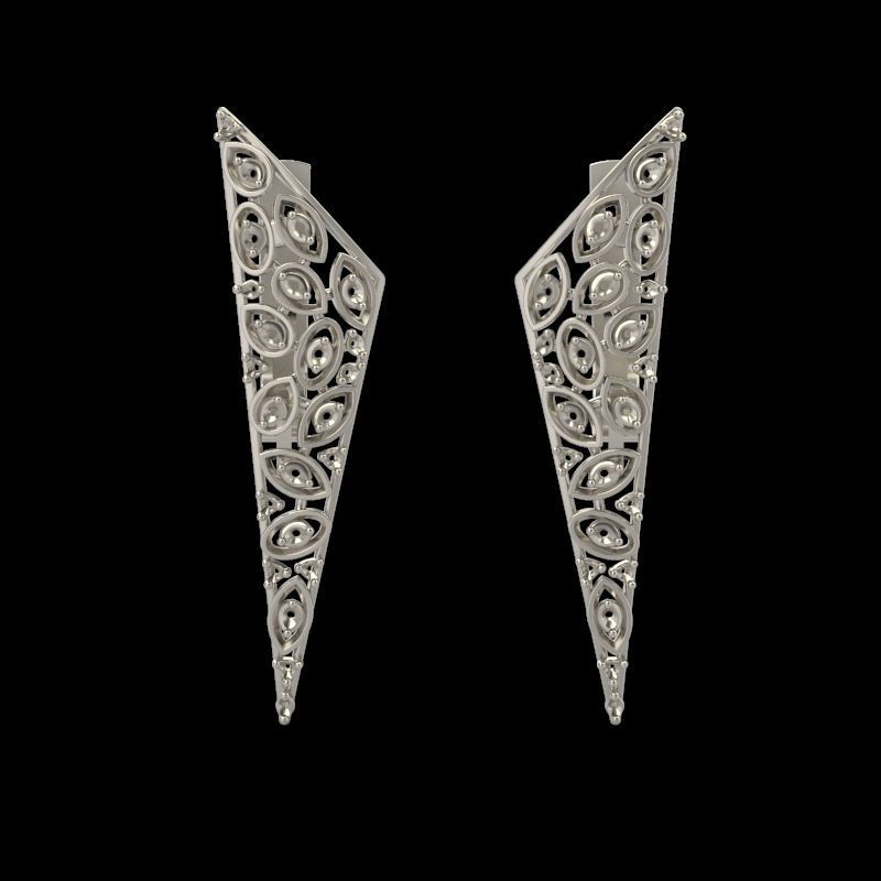 Women Earrings  with diamonds 3dm stl 3D print model 3D print model_13