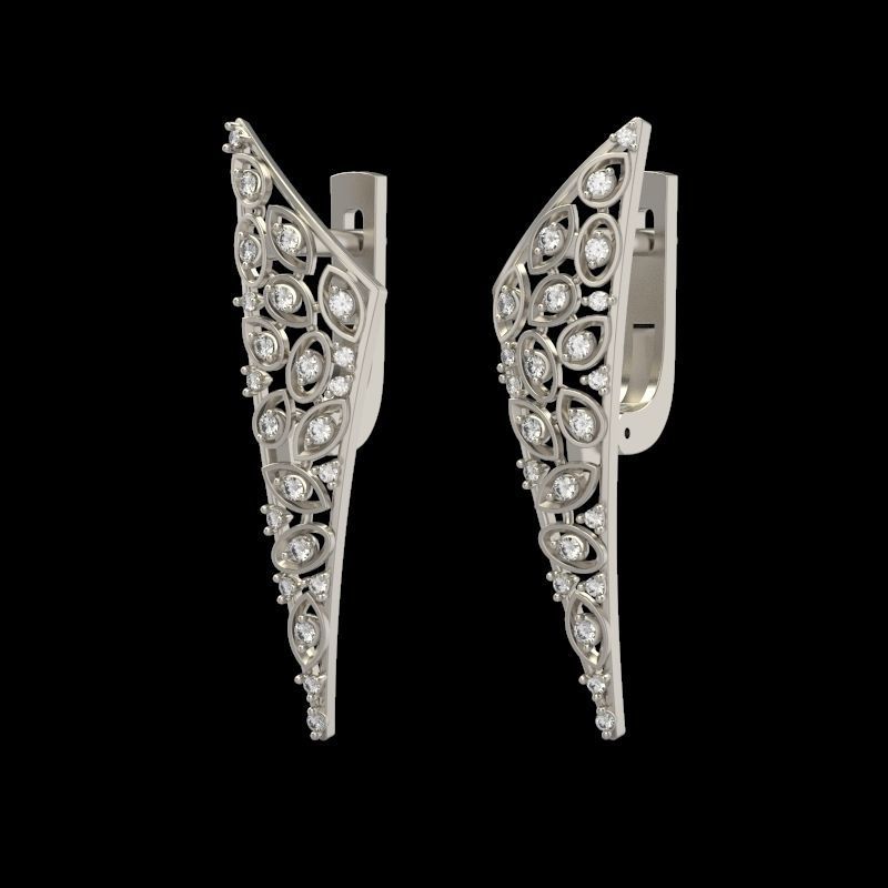 Women Earrings  with diamonds 3dm stl 3D print model 3D print model_2