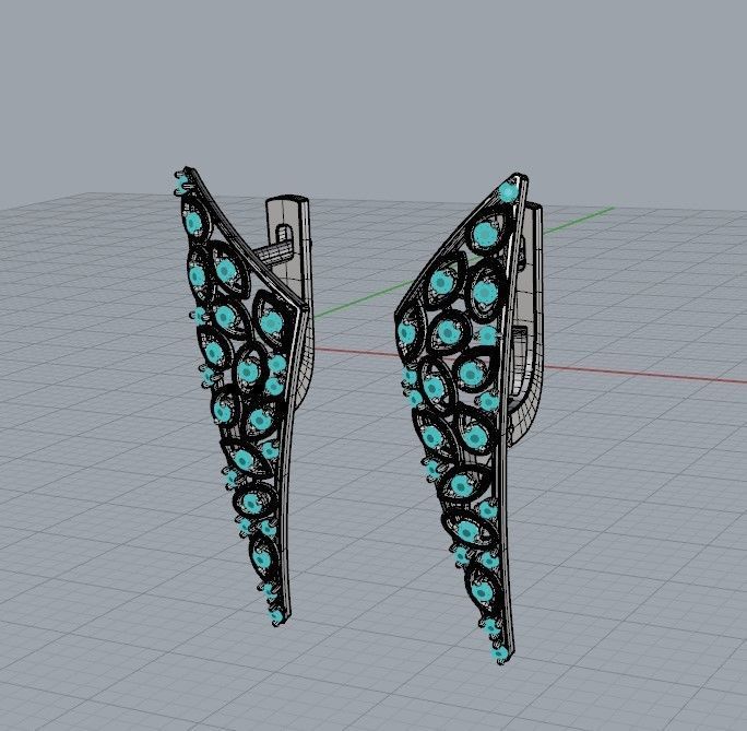 Women Earrings  with diamonds 3dm stl 3D print model 3D print model_30