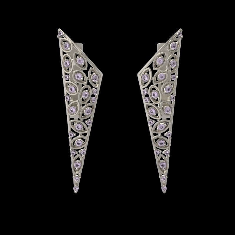 Women Earrings  with diamonds 3dm stl 3D print model 3D print model_10