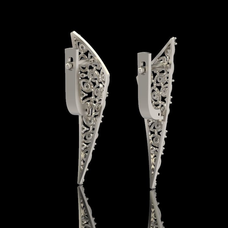 Women Earrings  with diamonds 3dm stl 3D print model 3D print model_8