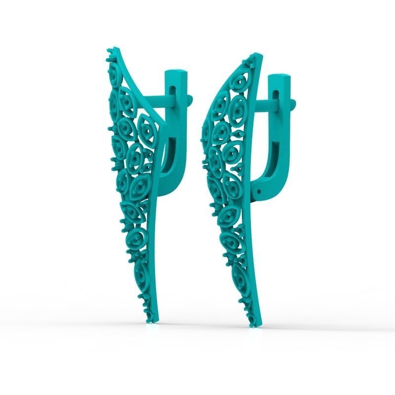 Women Earrings  with diamonds 3dm stl 3D print model 3D print model_15
