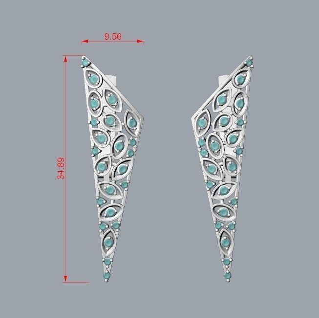 Women Earrings  with diamonds 3dm stl 3D print model 3D print model_29