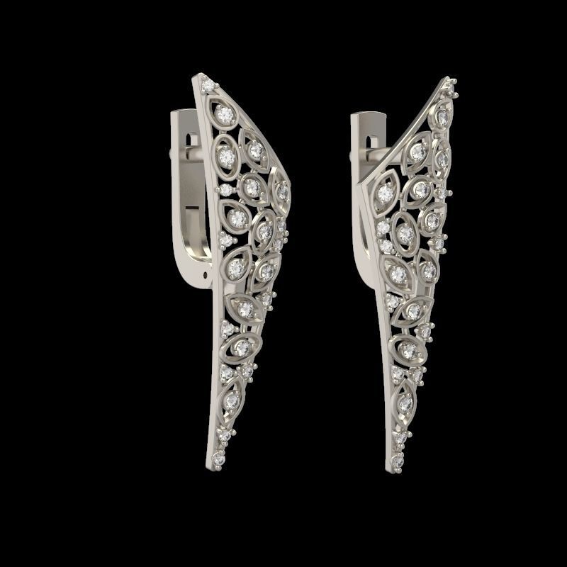 Women Earrings  with diamonds 3dm stl 3D print model 3D print model_5