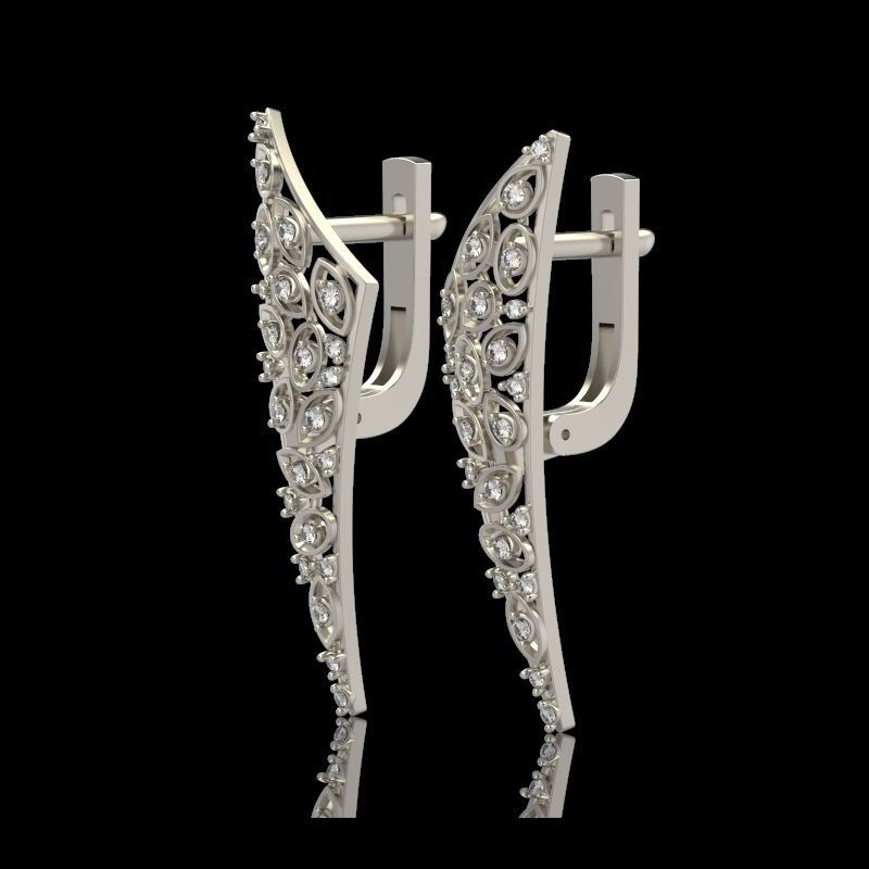 Women Earrings  with diamonds 3dm stl 3D print model 3D print model_3