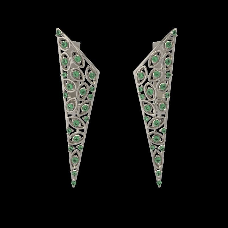 Women Earrings  with diamonds 3dm stl 3D print model 3D print model_11