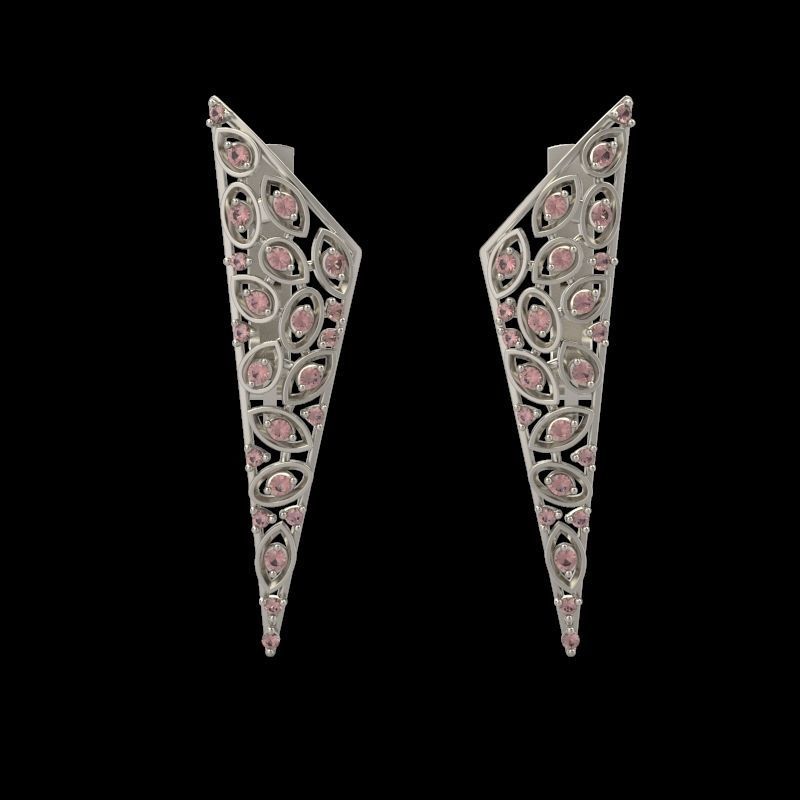 Women Earrings  with diamonds 3dm stl 3D print model 3D print model_9