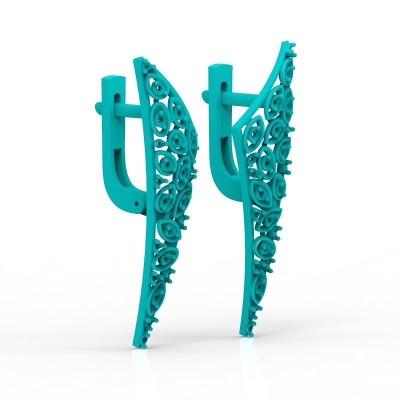 Women Earrings  with diamonds 3dm stl 3D print model 3D print model_21