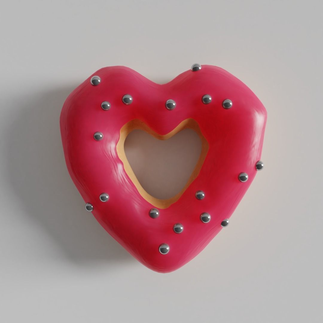 Heart-shaped Donut 3D model_1