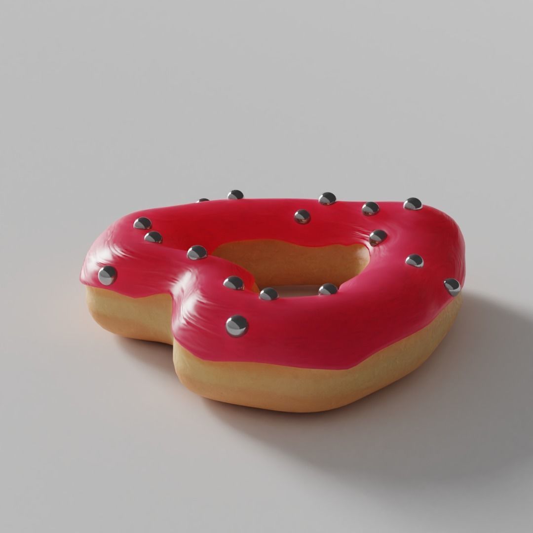 Heart-shaped Donut 3D model_2