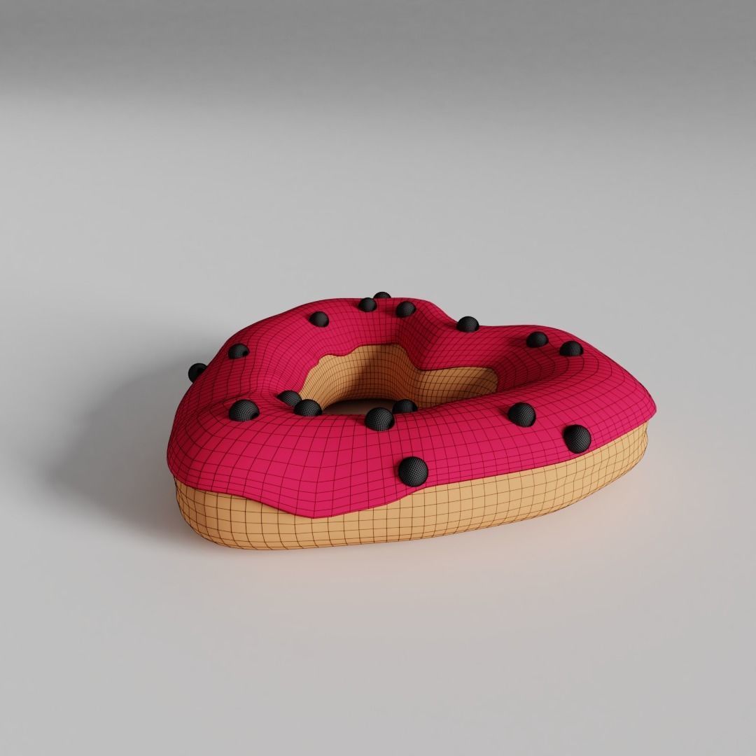 Heart-shaped Donut 3D model_4