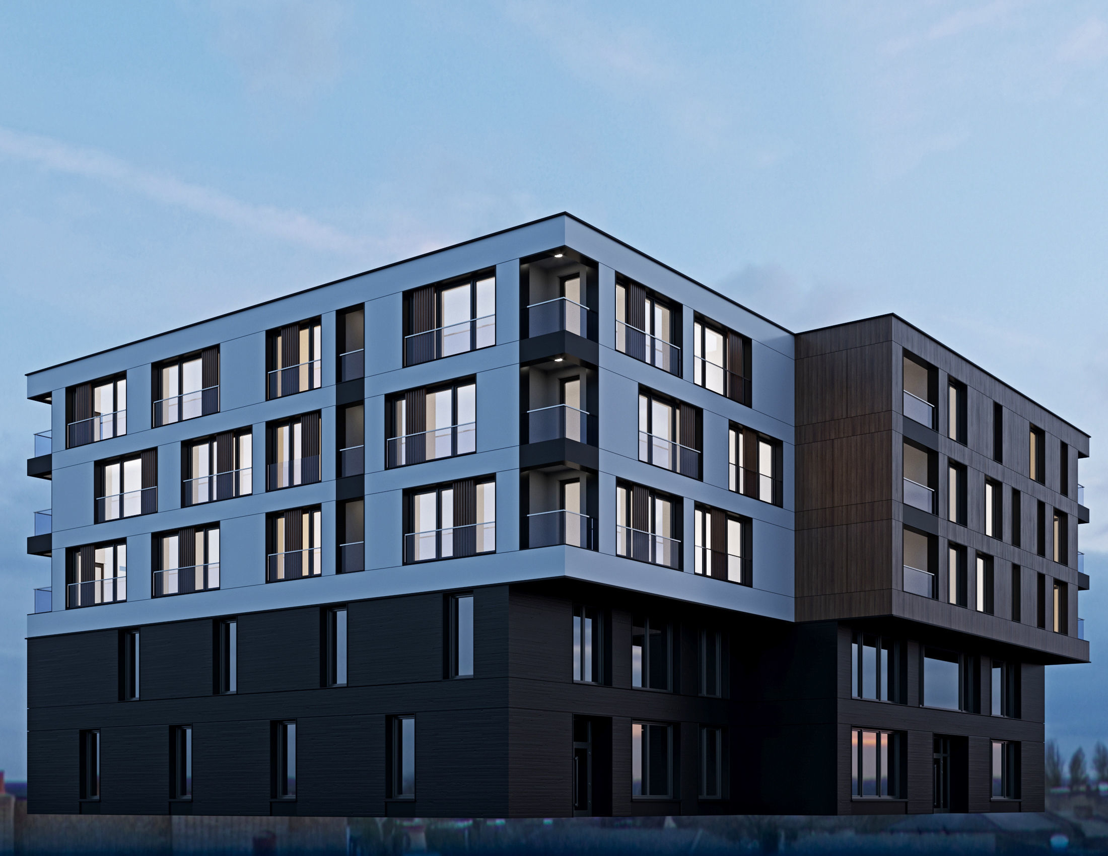 Modern residential building 8 3D model_4