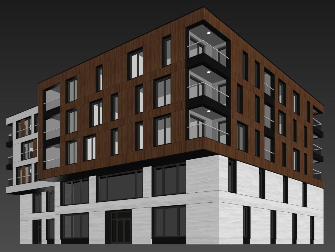 Modern residential building 8 3D model_9