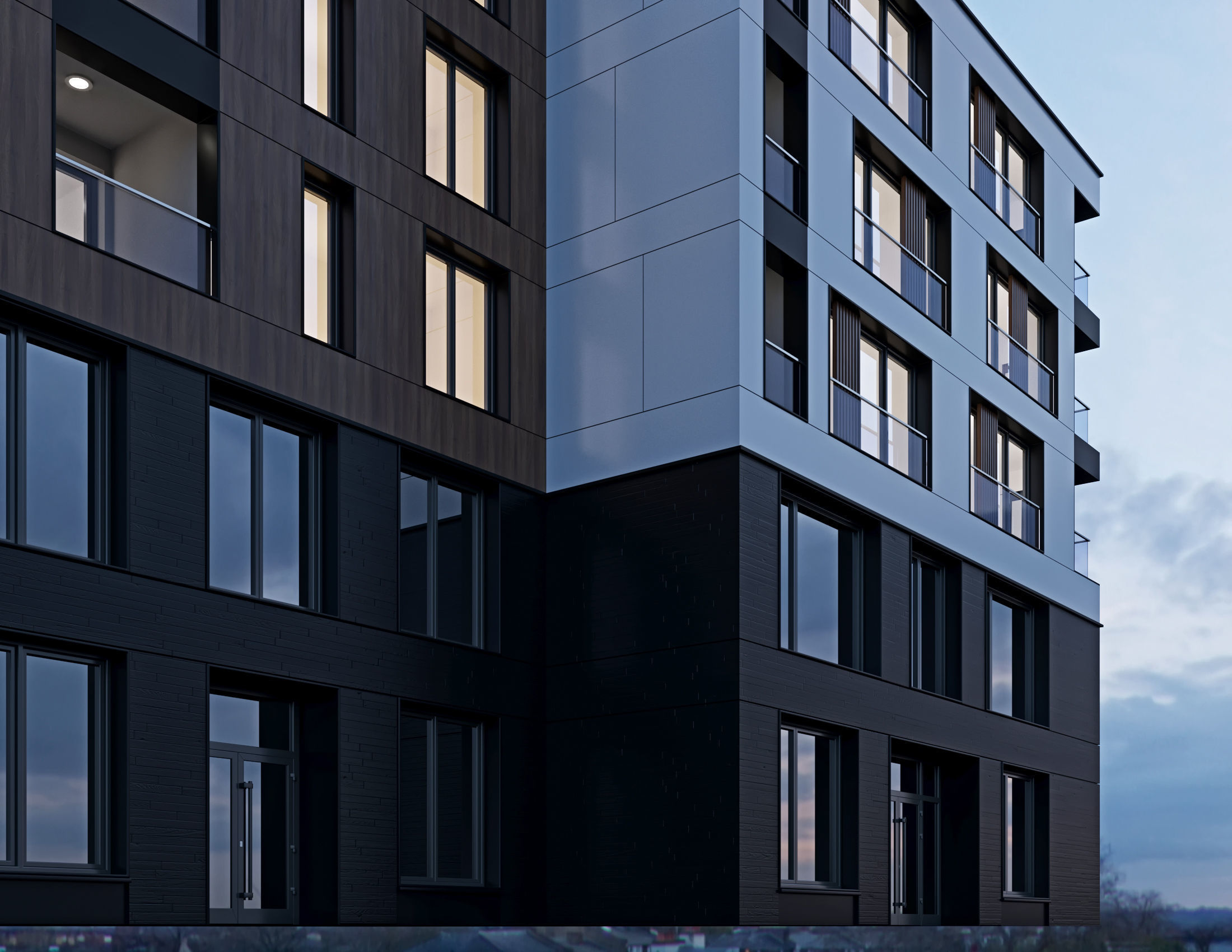 Modern residential building 8 3D model_6