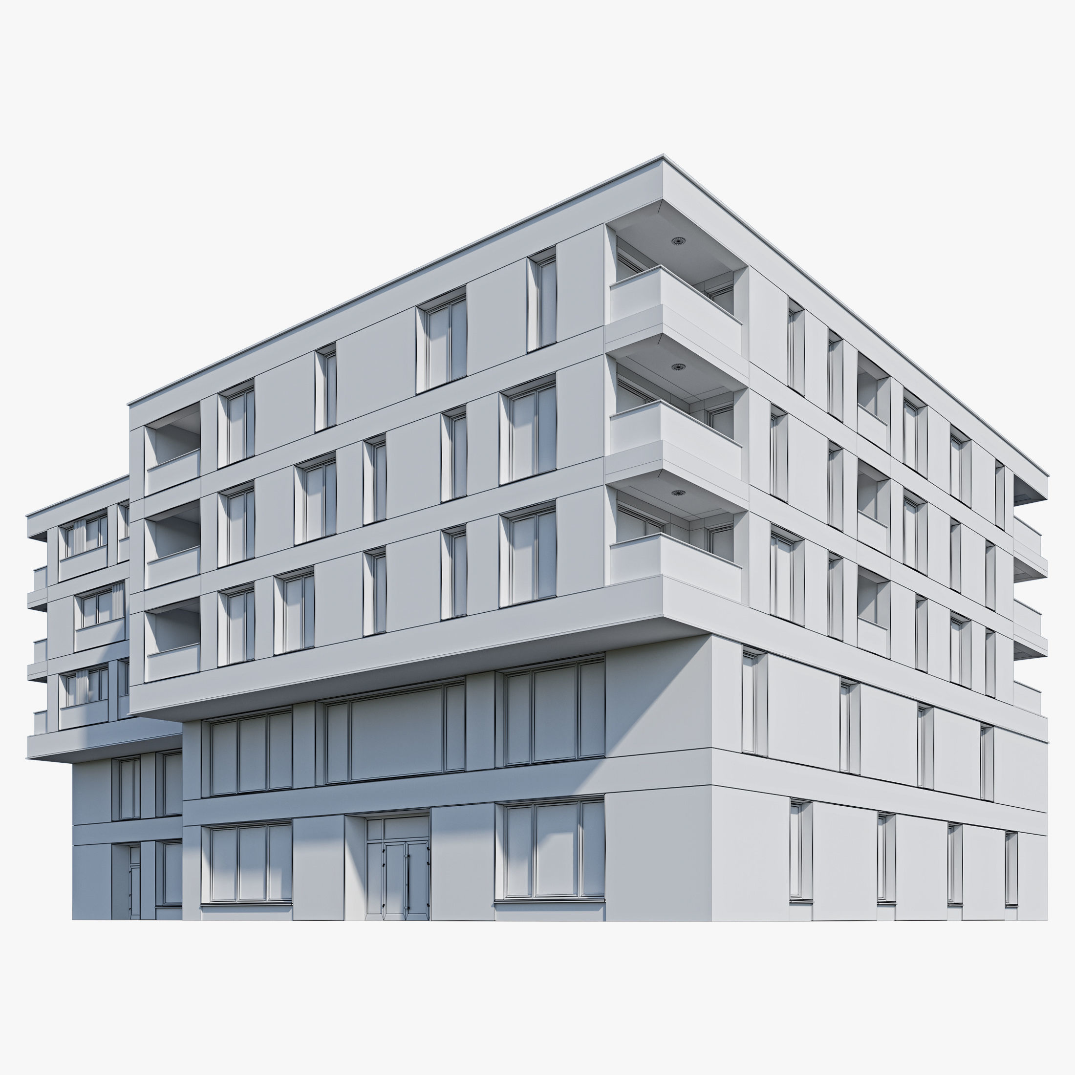 Modern residential building 8 3D model_7