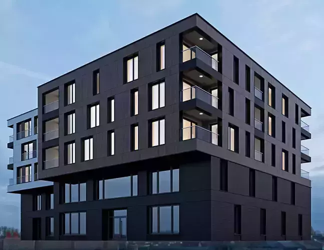 Modern residential building 8 3D model