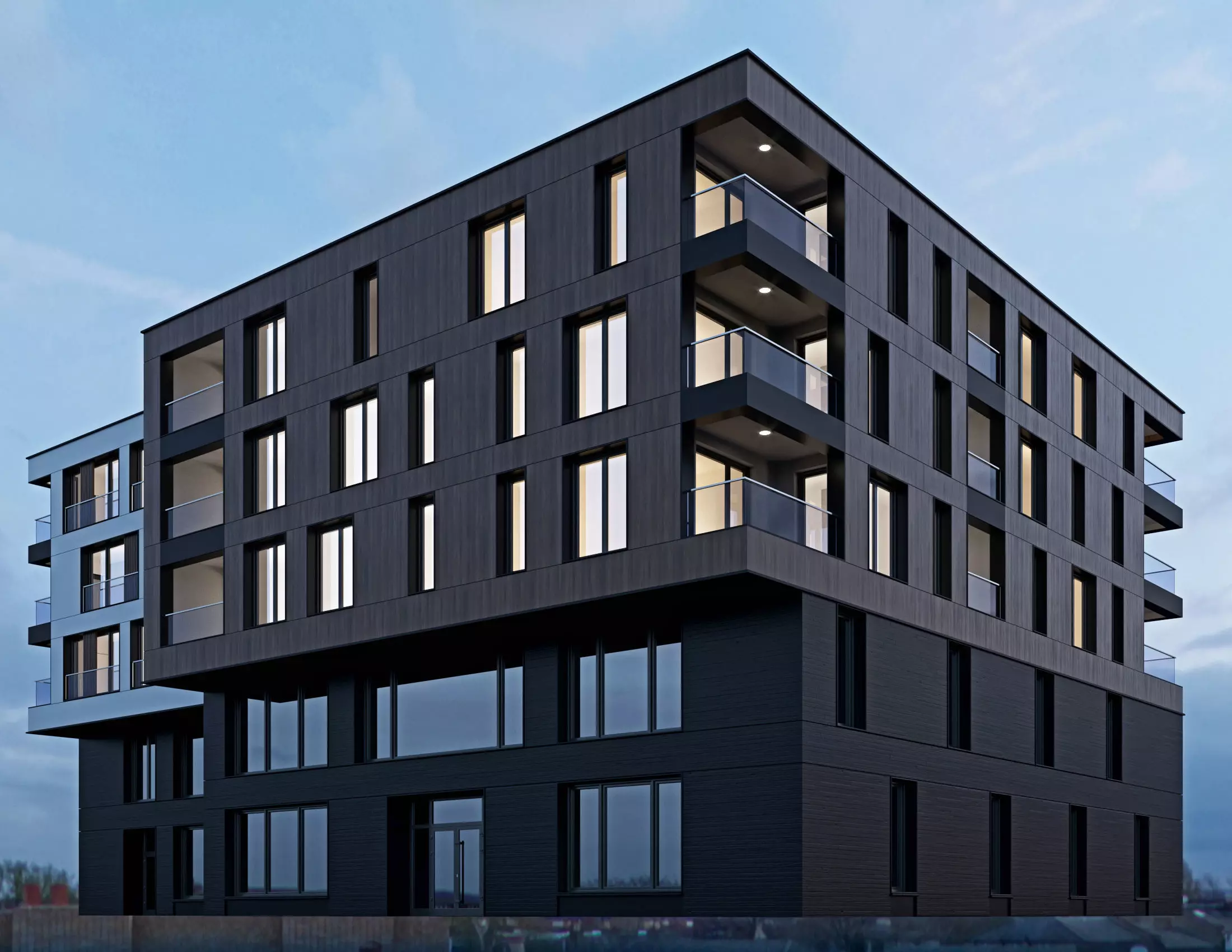 Modern residential building 8 3D model_0