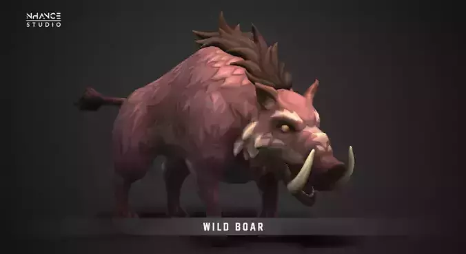 Fantasy Wild Boar Low-poly 3D model